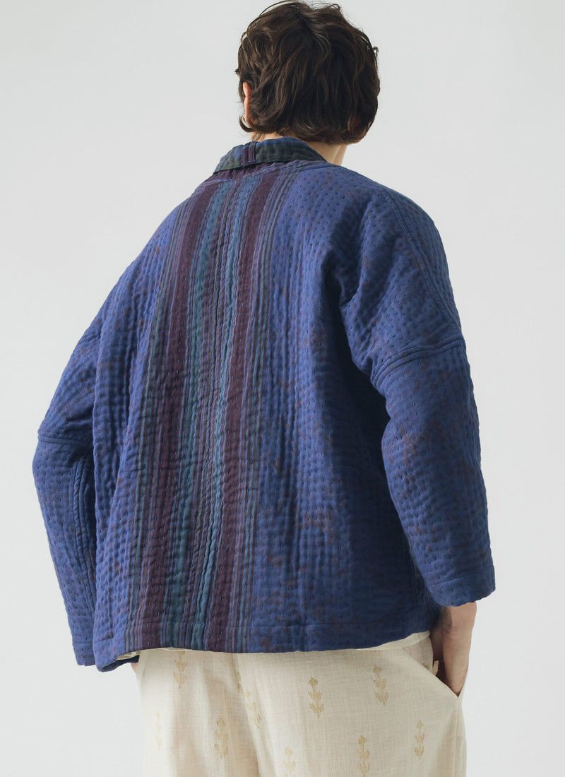 Overdyed Repurposed Kantha Jacket | Provence Blue