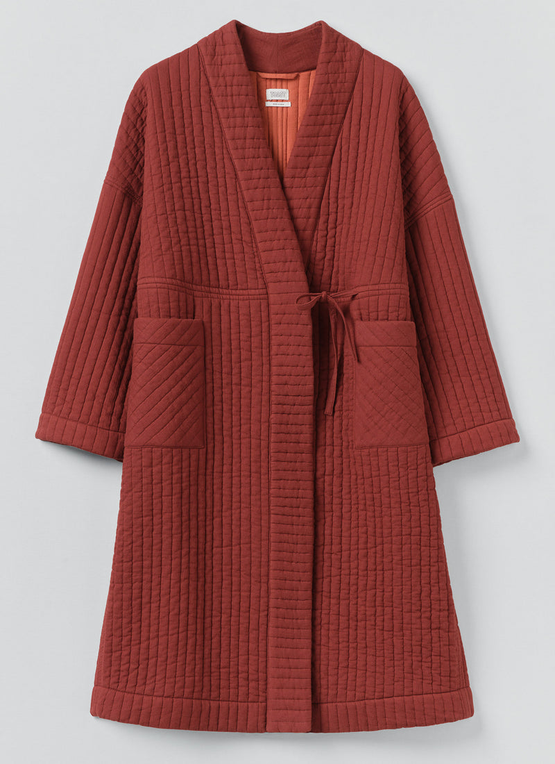 Quilted Cotton Gown | Deep Berry