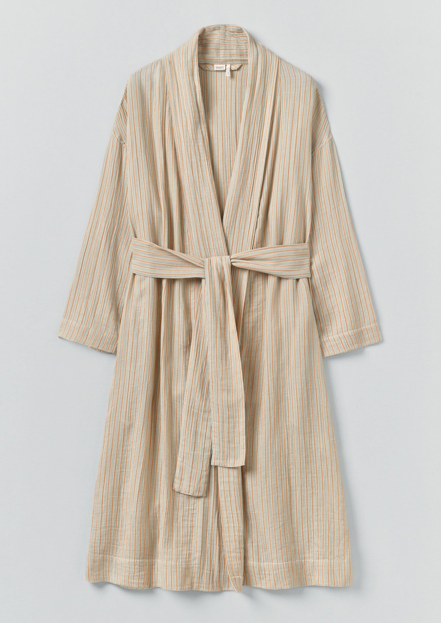 Stripe Crinkle Cotton Gown | Sage/Apricot