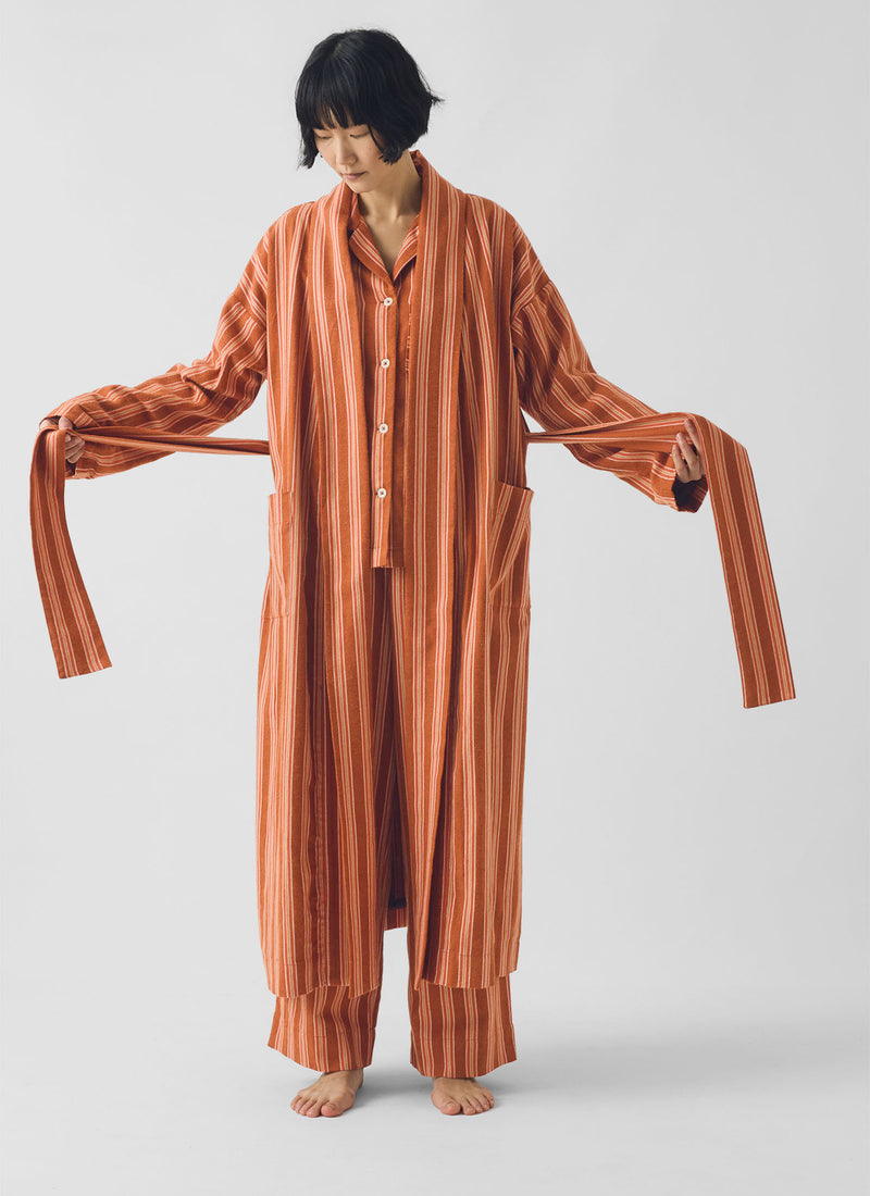 Forte Stripe Flannel Gown | Auburn/Nasturtium