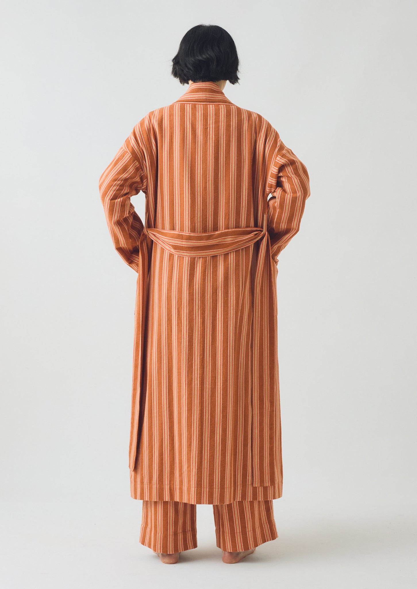 Forte Stripe Flannel Gown | Auburn/Nasturtium