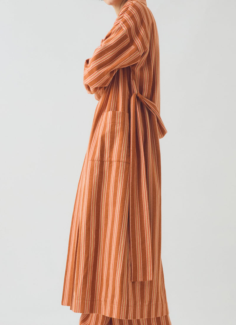 Forte Stripe Flannel Gown | Auburn/Nasturtium
