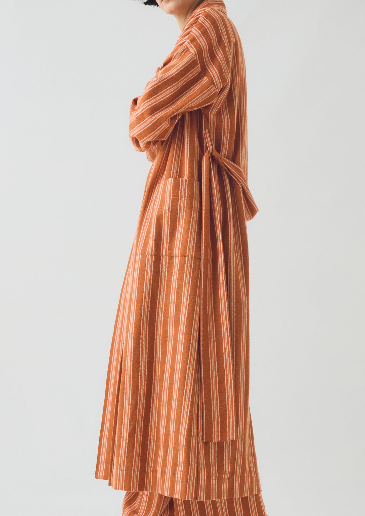 Forte Stripe Flannel Gown | Auburn/Nasturtium