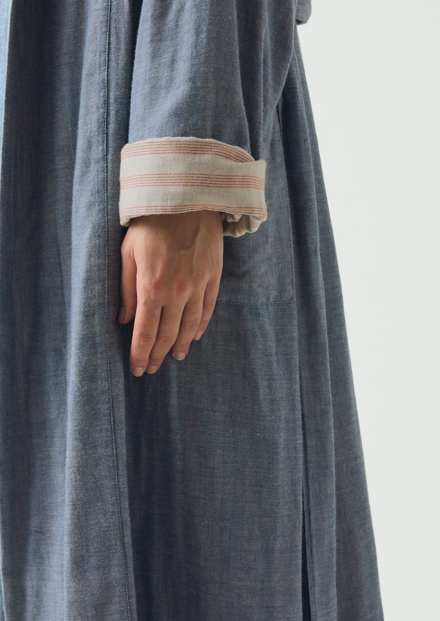Soft Faced Double Cotton Gown | Blue Chambray