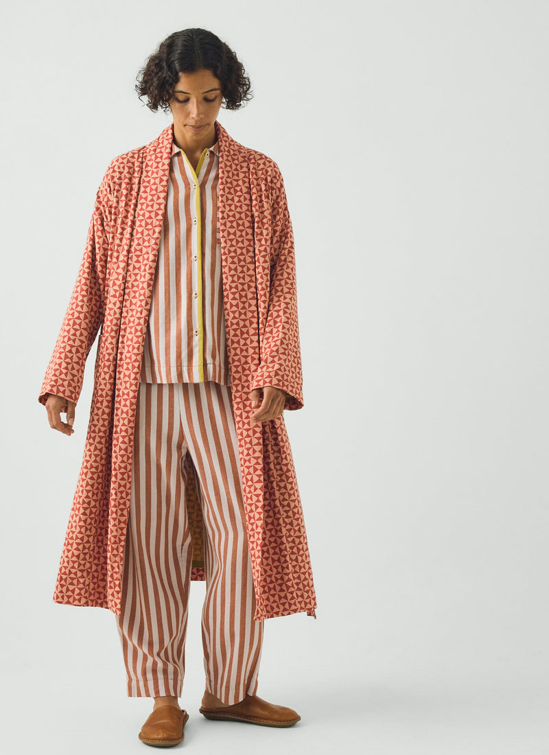 Cut Out Geo Cotton Flannel Gown | Orange Rust/Peach