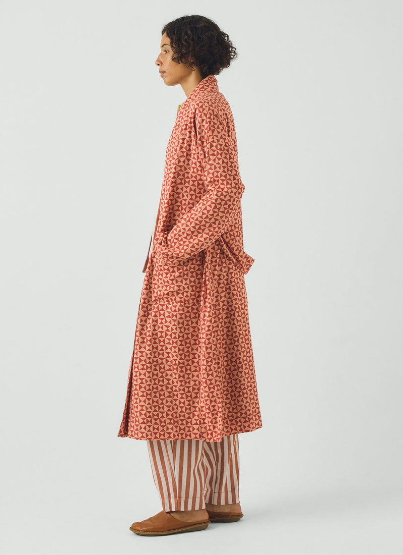 Cut Out Geo Cotton Flannel Gown | Orange Rust/Peach