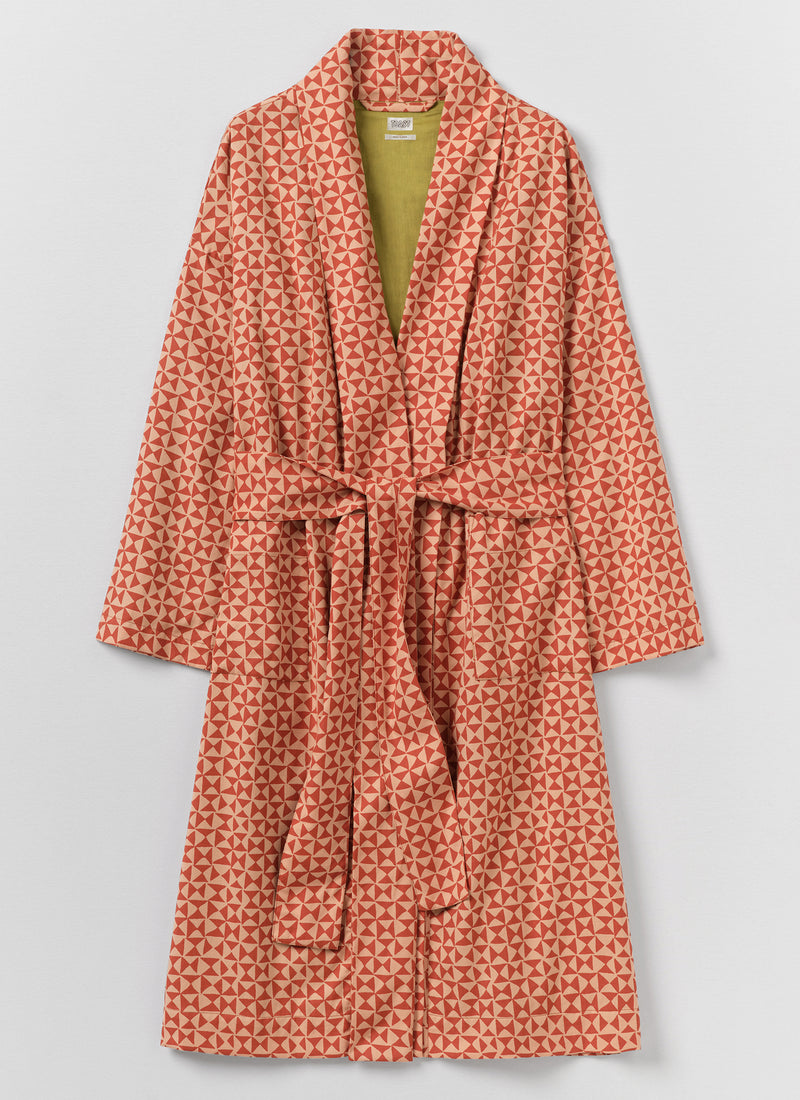 Cut Out Geo Cotton Flannel Gown | Orange Rust/Peach