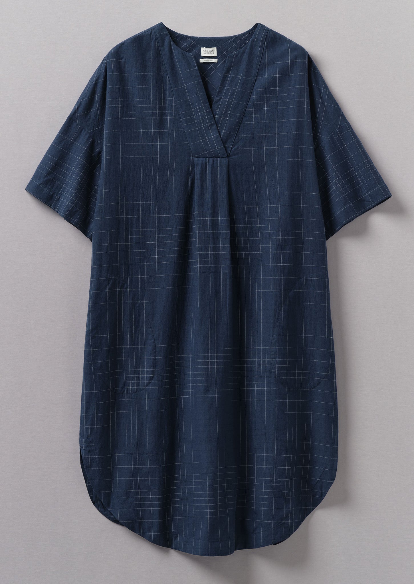 Hand Woven Sketched Check Nightdress Twilight Ecru TOAST