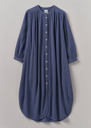 Crinkle Cotton Kaftan Nightdress | Shadow Blue