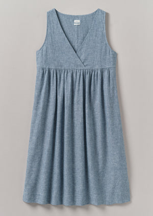 Lightweight Linen Cotton Lounge Dress | Dusty Blue