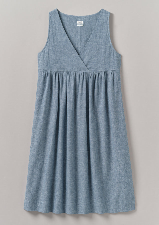 Lightweight Linen Cotton Lounge Dress | Dusty Blue