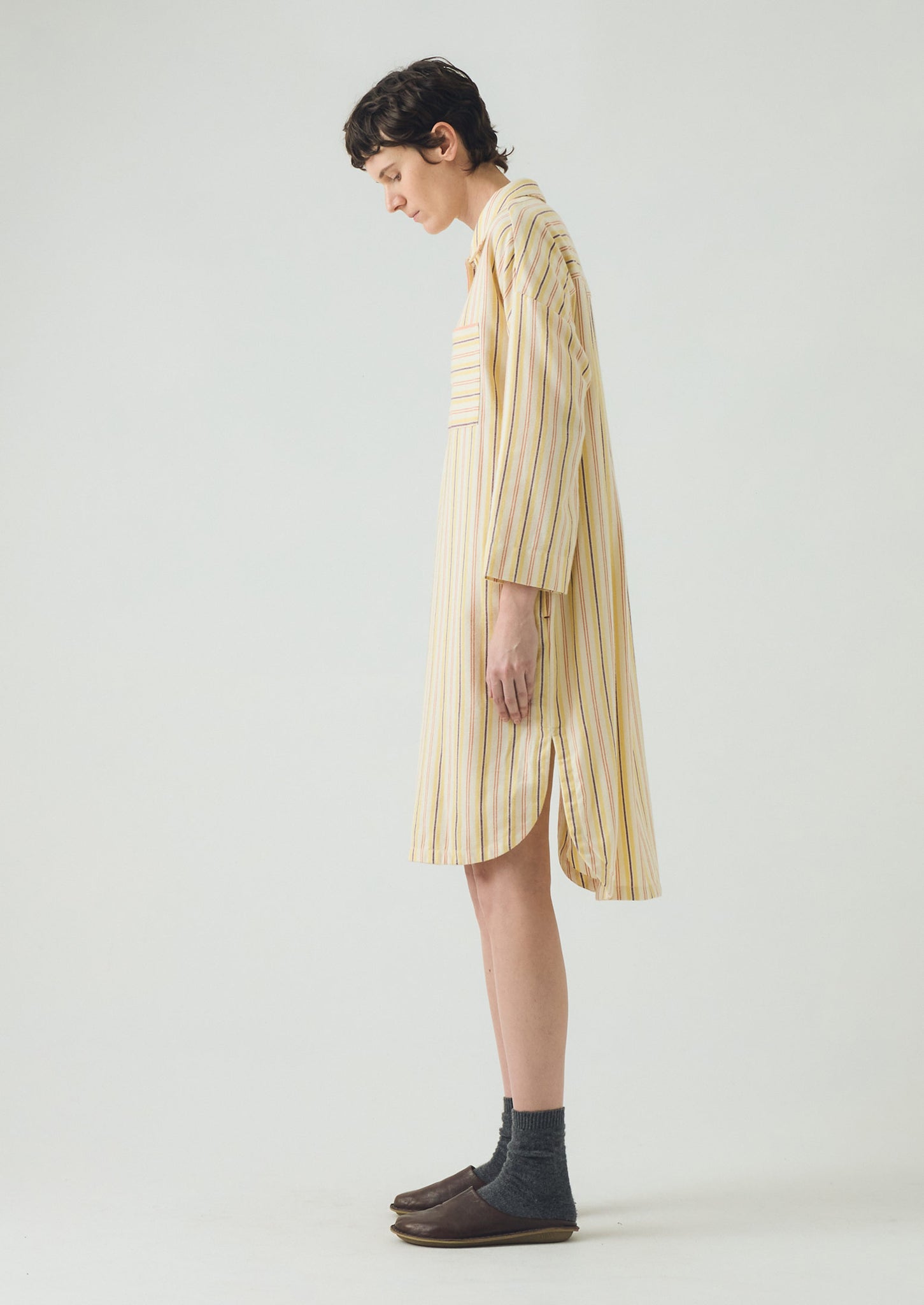 Deco Stripe Flannel Nightshirt | Ecru/Corn
