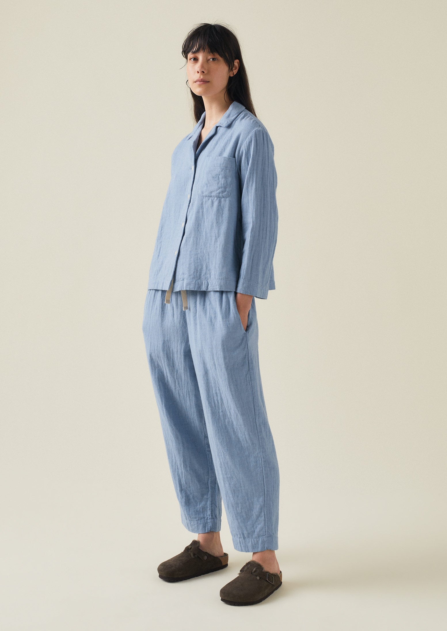 Mia Soft Double Cotton Pyjamas | Chambray | TOAST