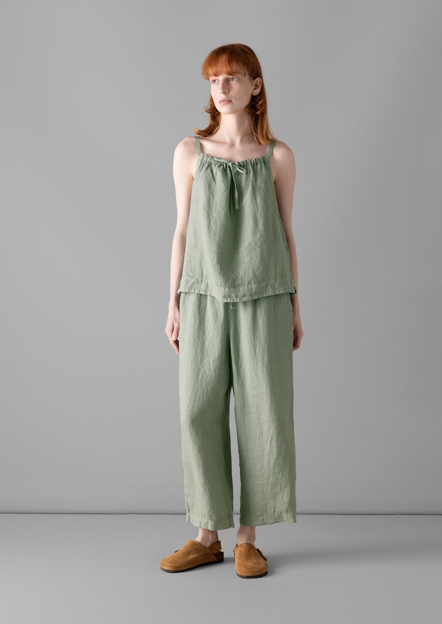 Garment Dyed Linen Pyjamas | Sage