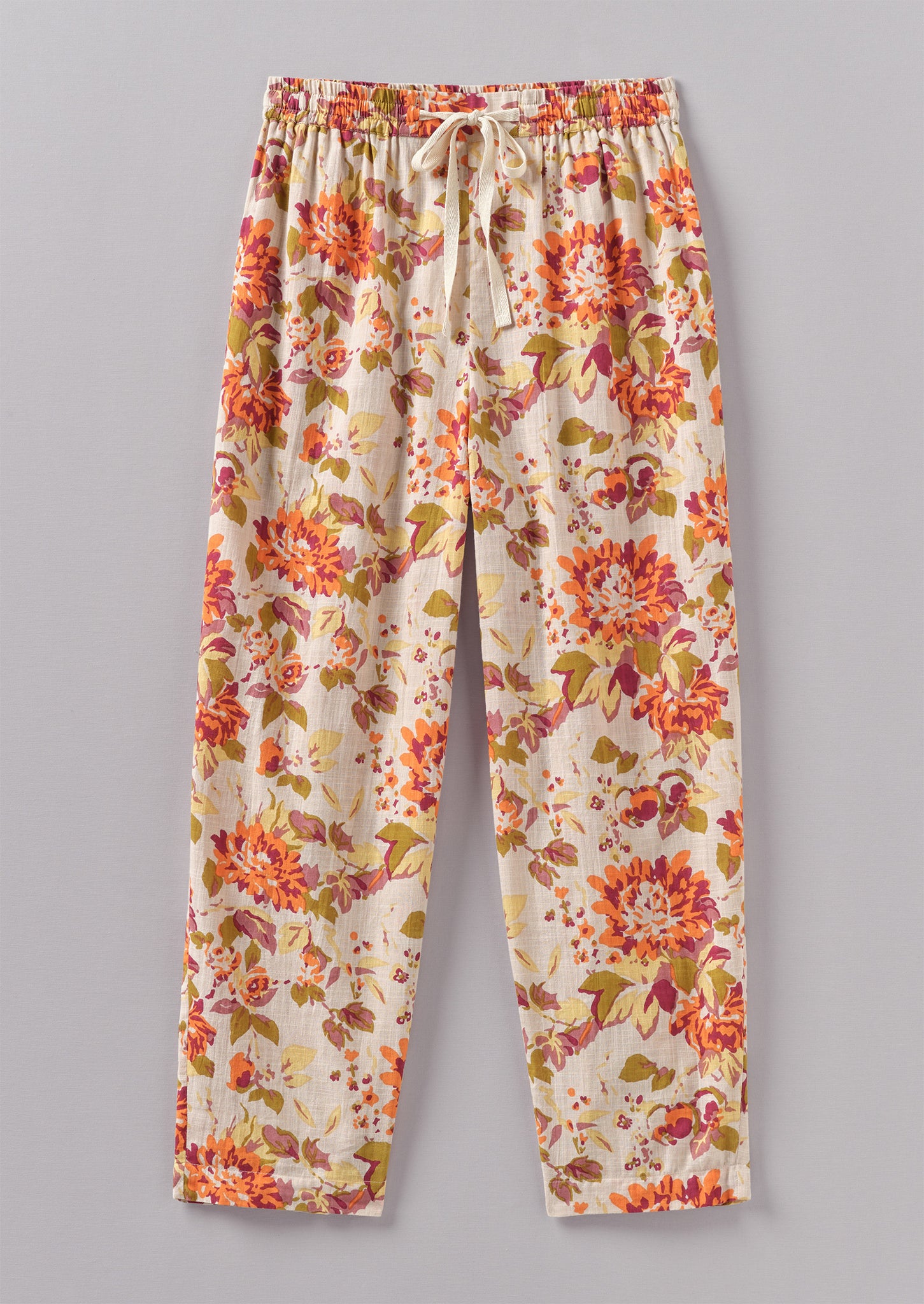 Dahlia Print Organic Cotton Pyjama Trousers | Rose