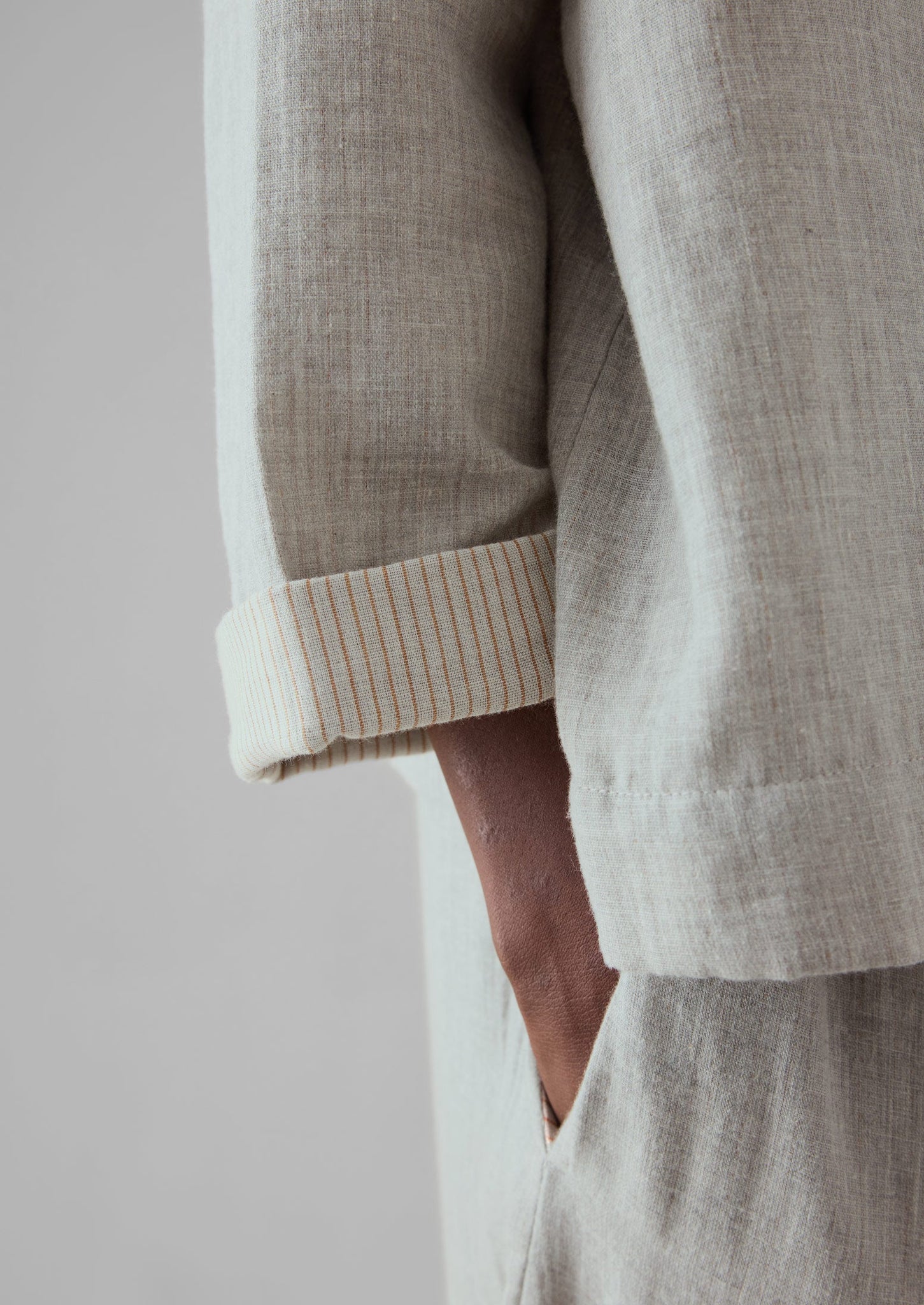 Soft Double Faced Cotton Pyjamas | Grey Melange/Soft Clay | TOAST