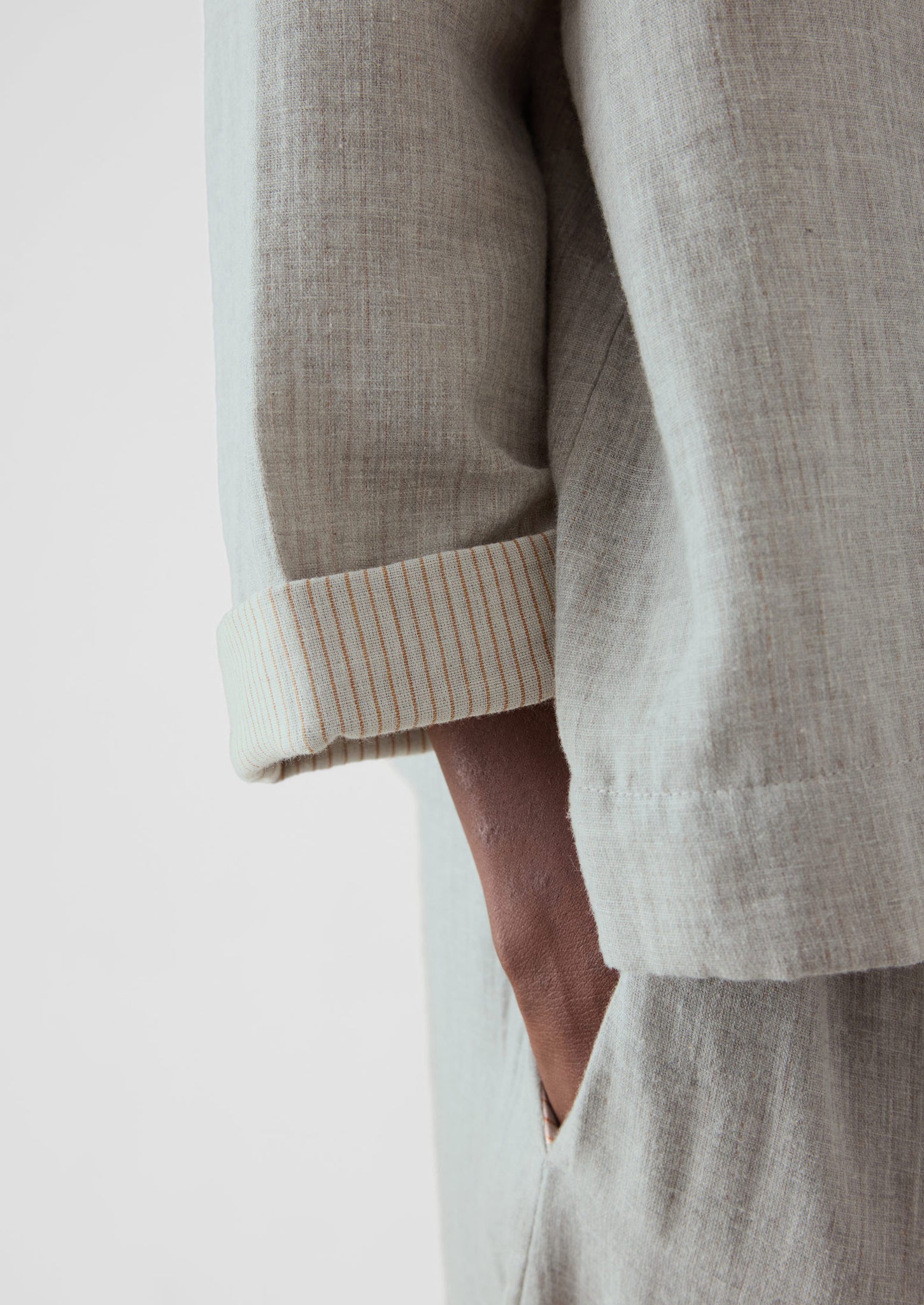 Soft Double Faced Cotton Pyjamas | Grey Melange/Soft Clay