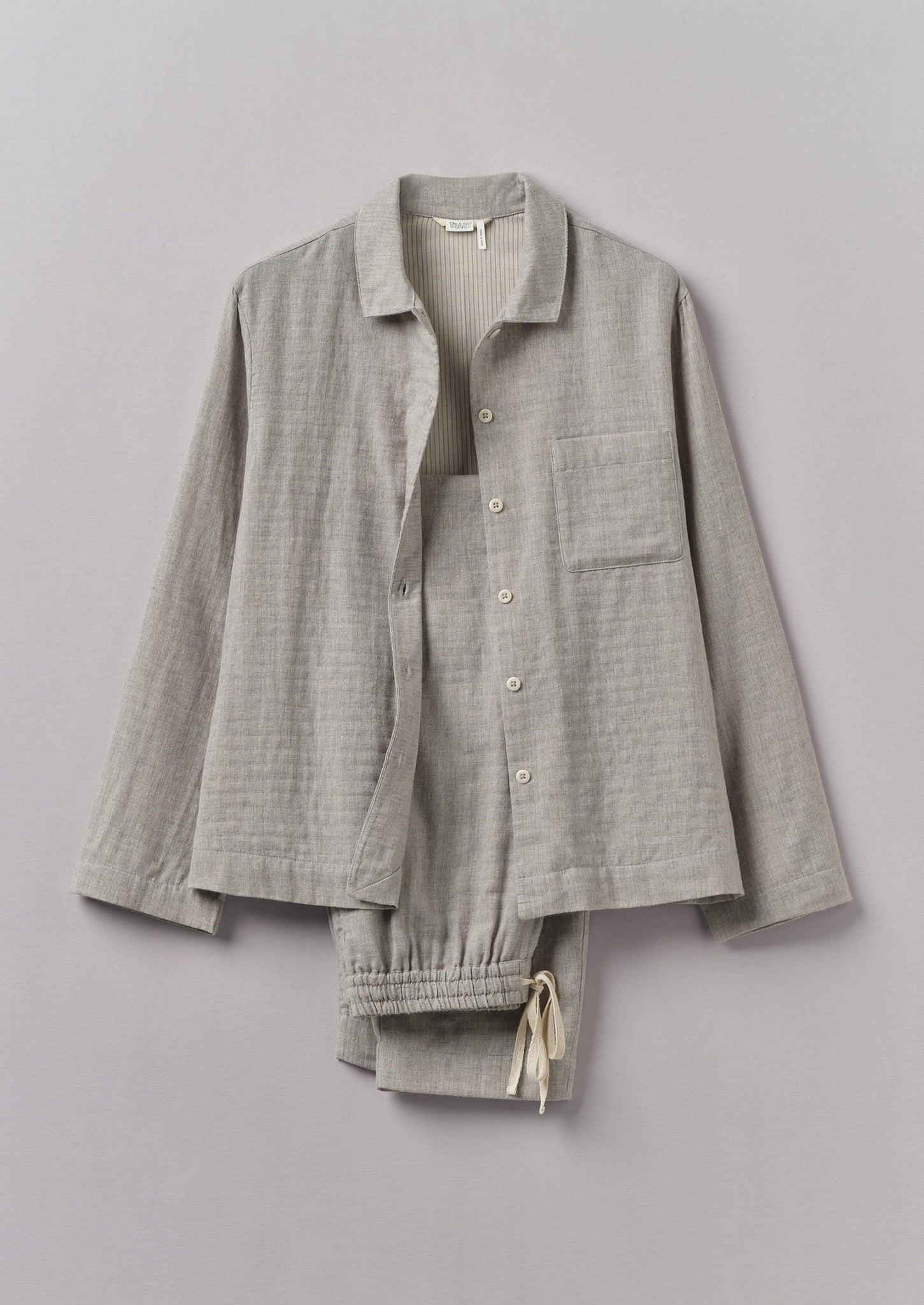 Soft Double Faced Cotton Pyjamas | Grey Melange/Soft Clay | TOAST