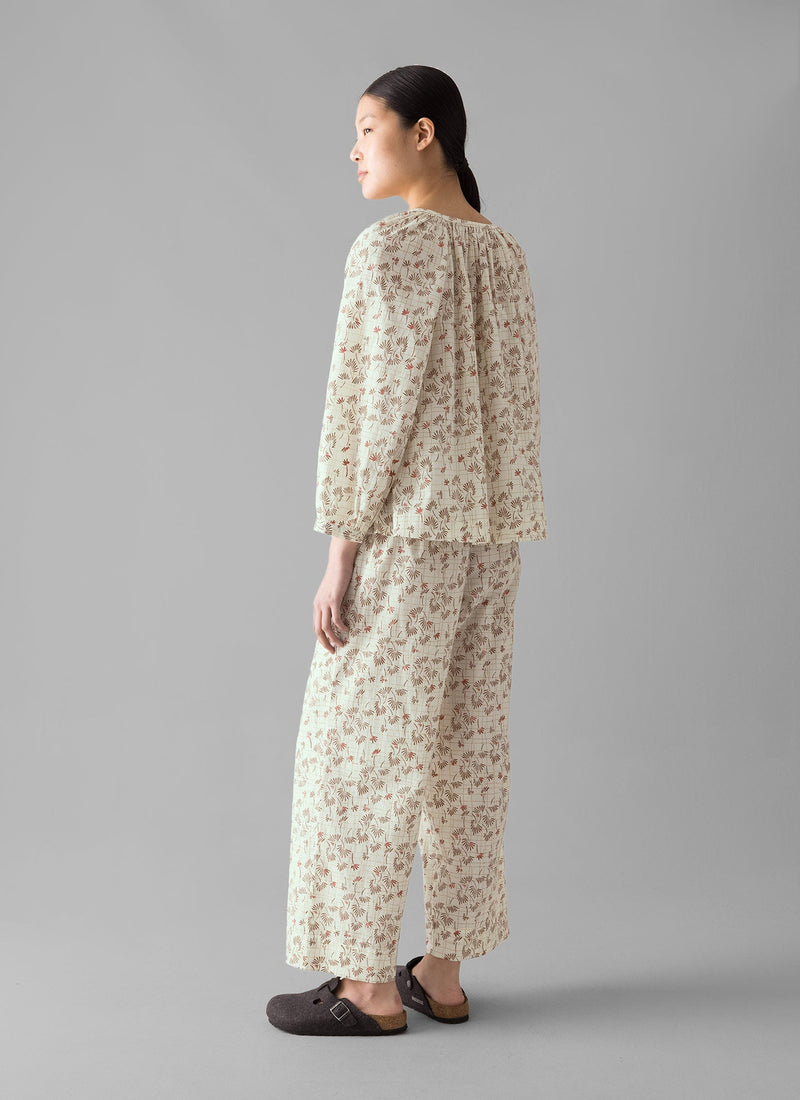 Trellis Floral Block Print Pyjamas | Ecru