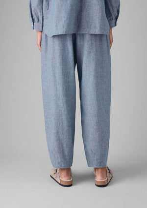 Lightweight Linen Cotton Balloon Trousers | Dusty Blue