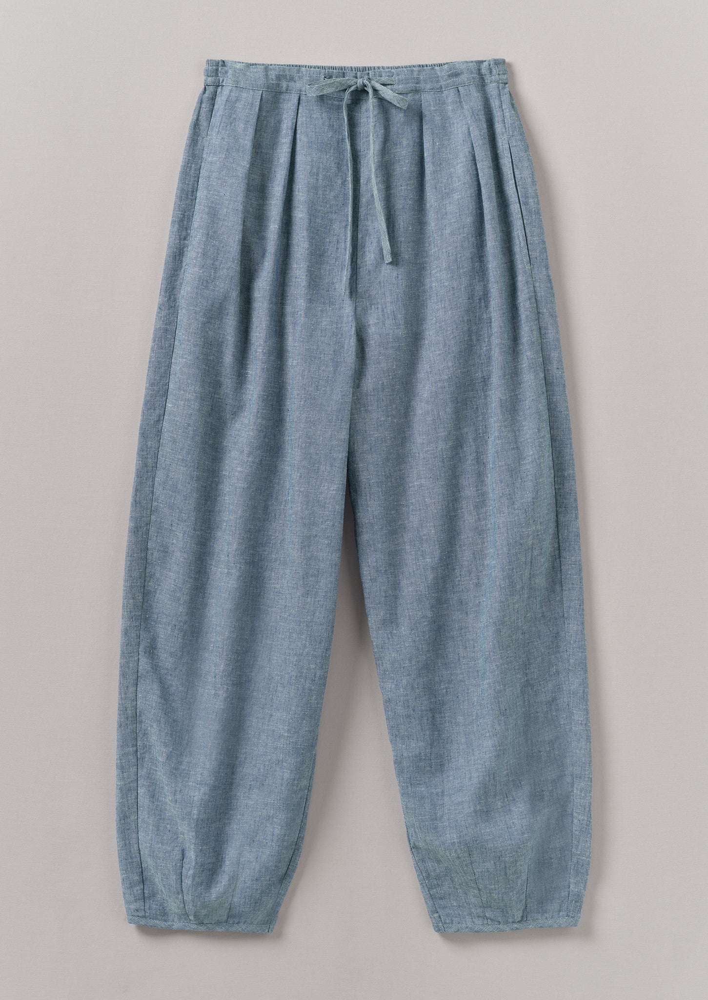 Lightweight Linen Cotton Balloon Trousers | Dusty Blue