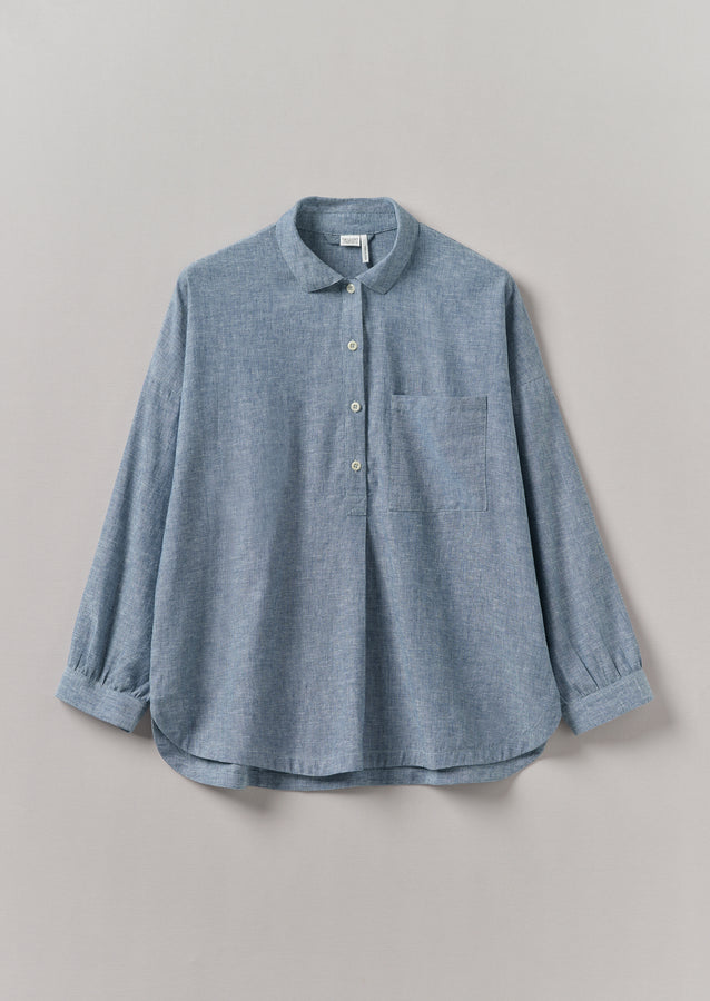 Lightweight Linen Cotton Lounge Top | Dusty Blue