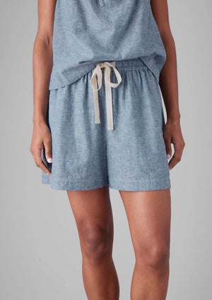 Lightweight Linen Cotton Lounge Shorts | Dusty Blue