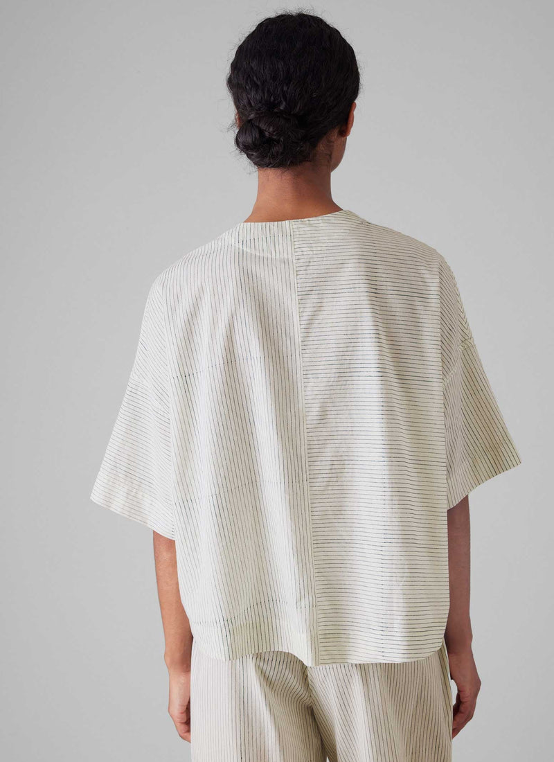 Stripe Block Print Lounge Top | Chalk/Mid Blue