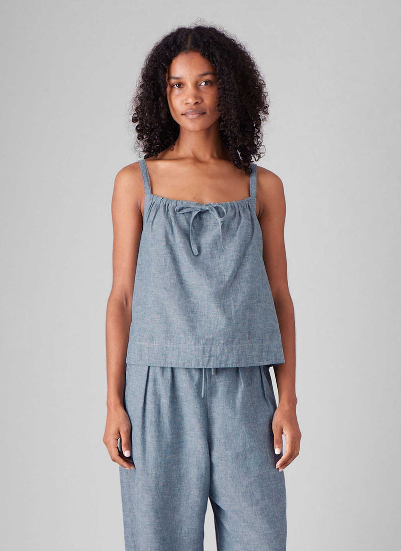 Lightweight Linen Cotton Cami | Dusty Blue