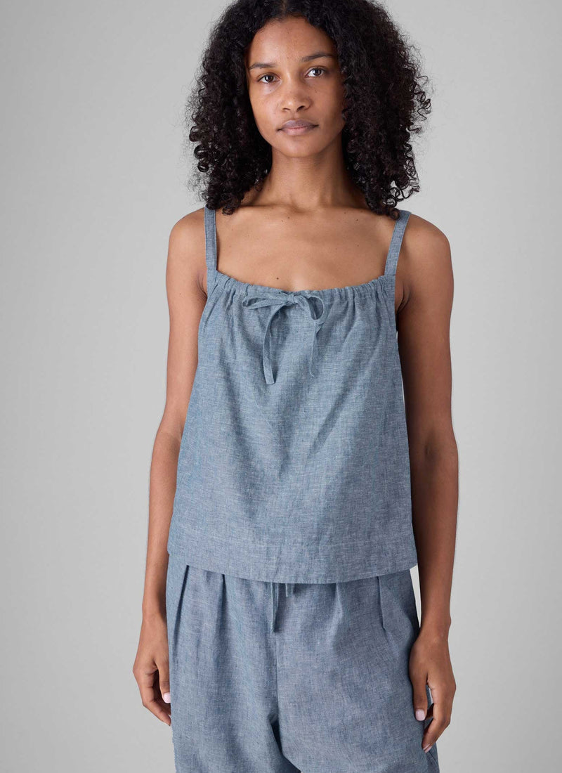 Lightweight Linen Cotton Cami | Dusty Blue