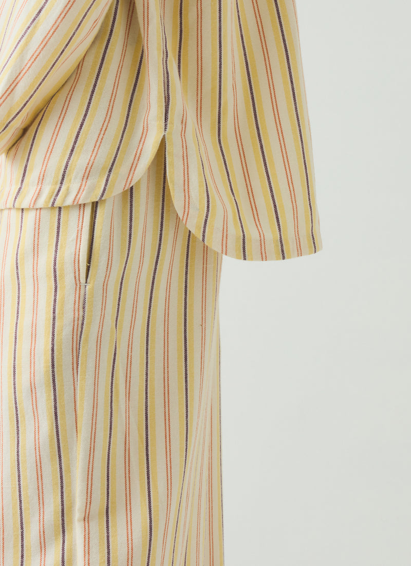 Deco Stripe Flannel Pyjamas | Ecru/Corn