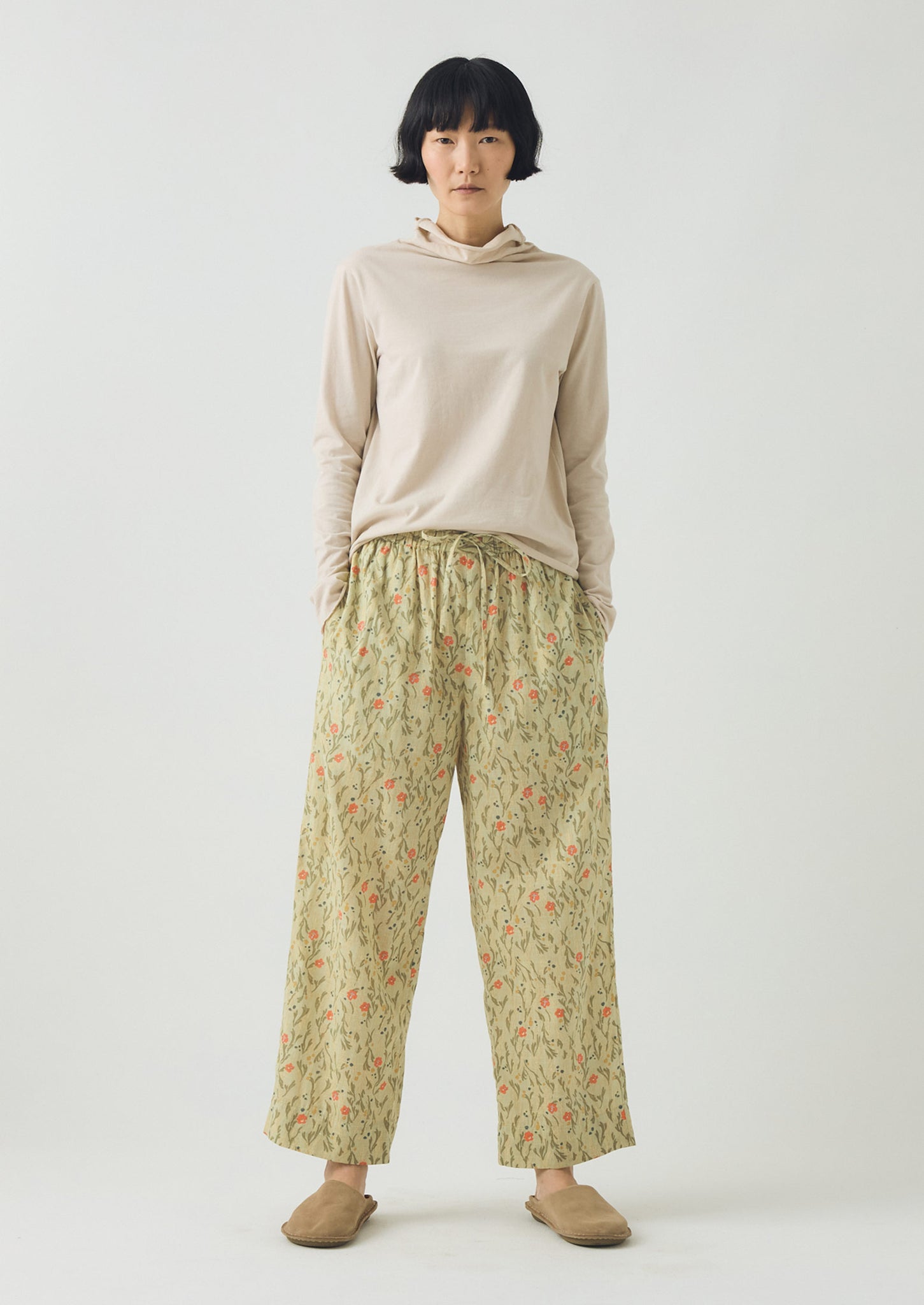 Seaweed Print Pyjama Trousers | Light Sage