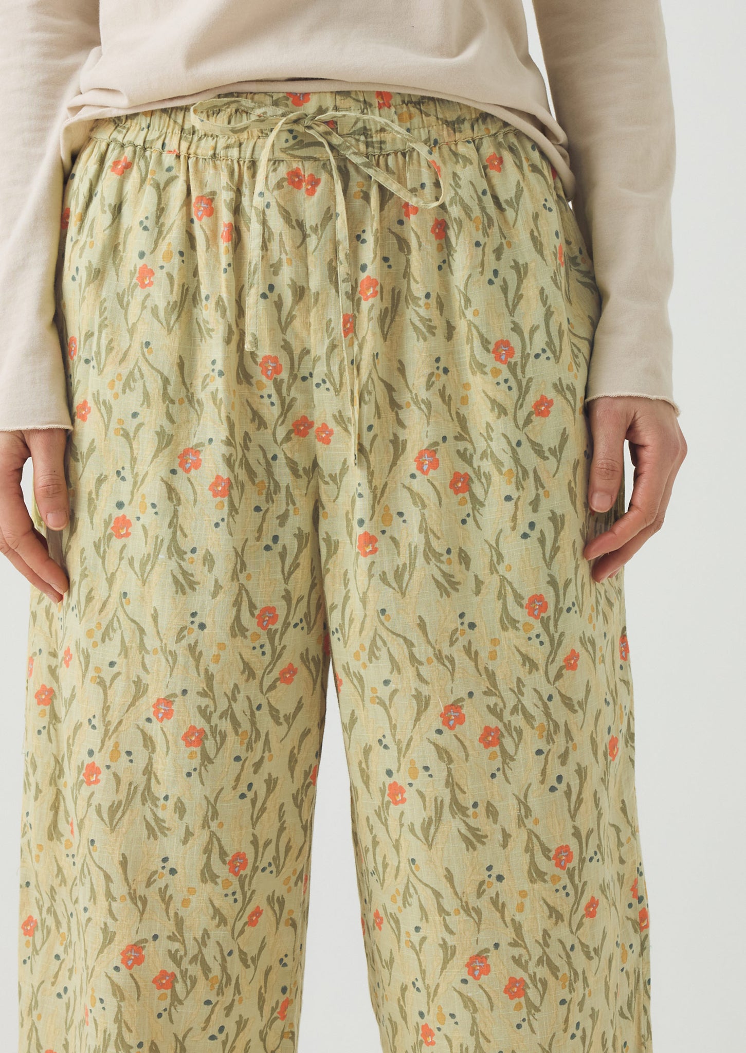 Seaweed Print Pyjama Trousers | Light Sage