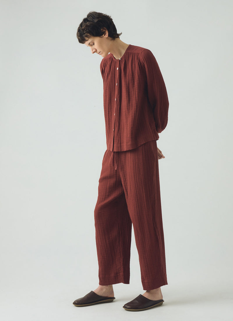 Crinkle Cotton Pyjamas | Deep Berry