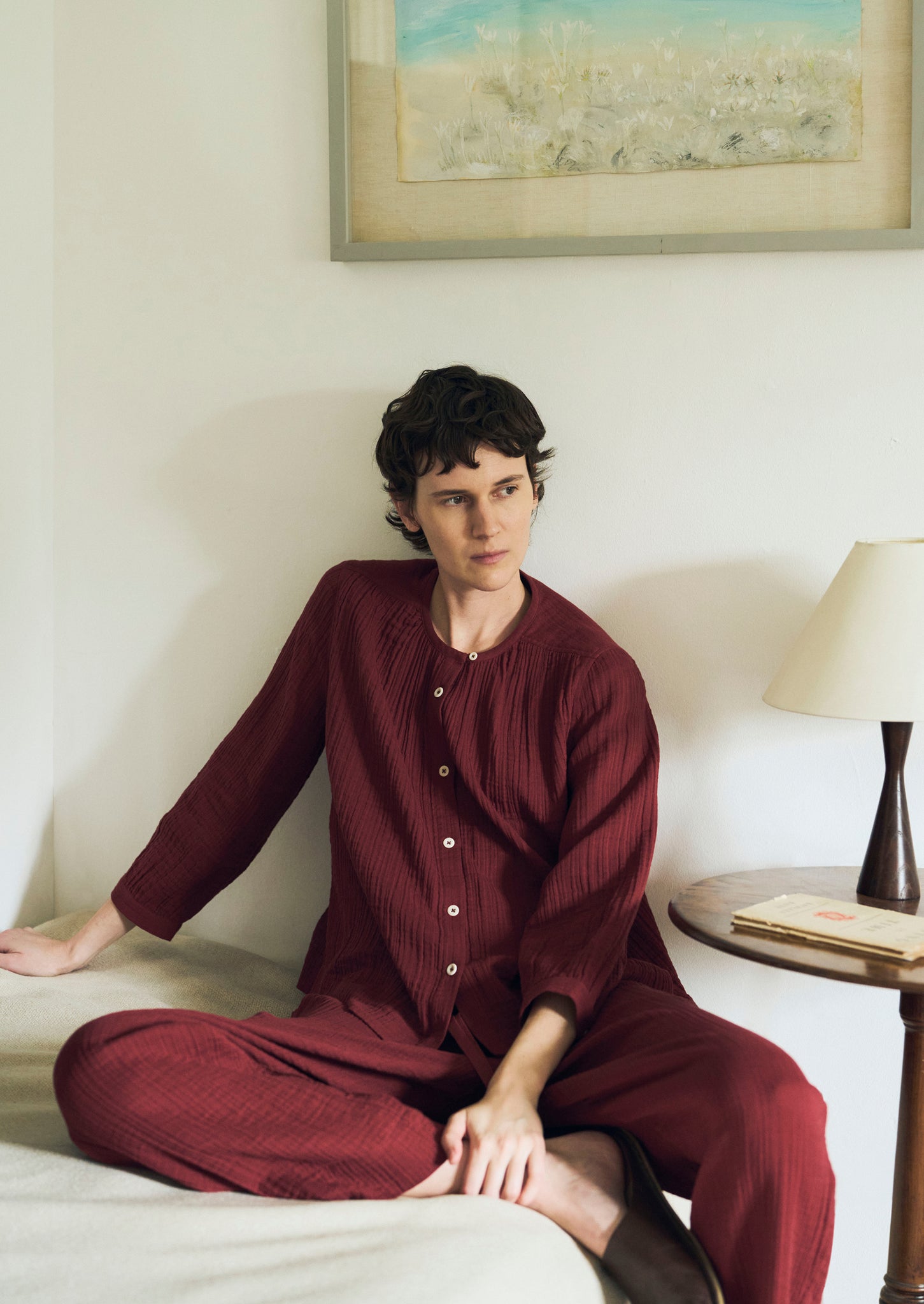 Crinkle Cotton Pyjamas | Deep Berry