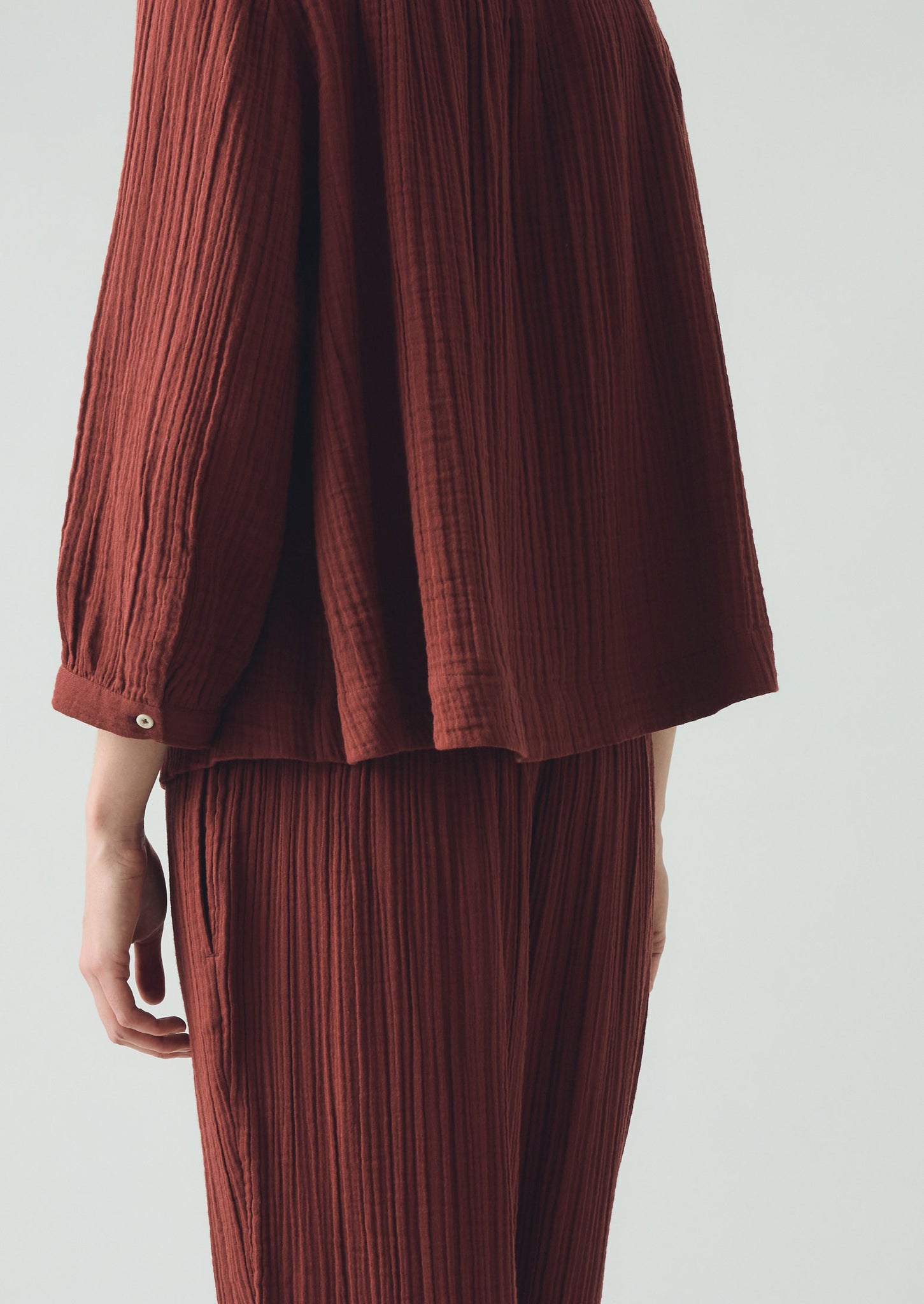 Crinkle Cotton Pyjamas | Deep Berry