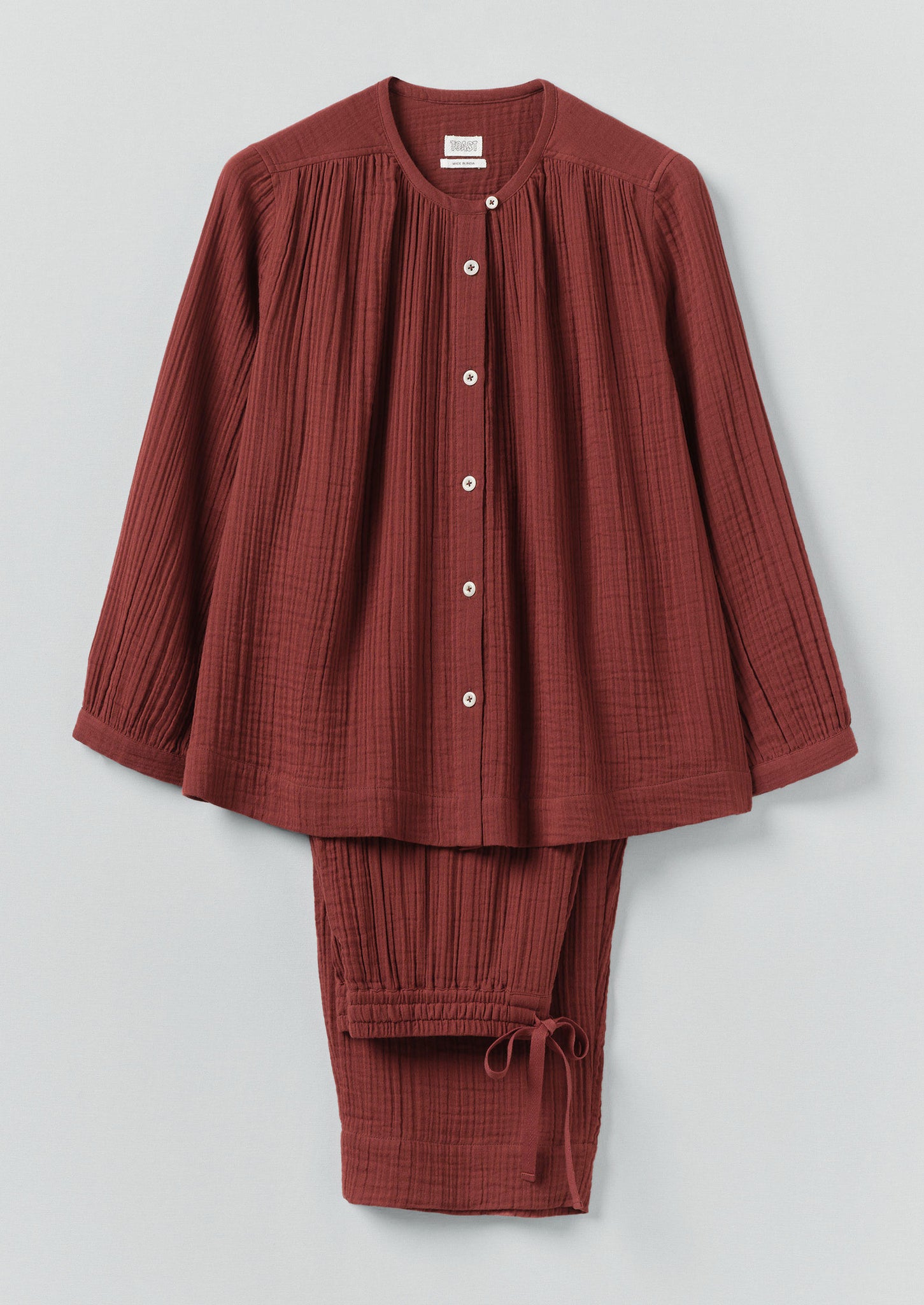 Crinkle Cotton Pyjamas | Deep Berry