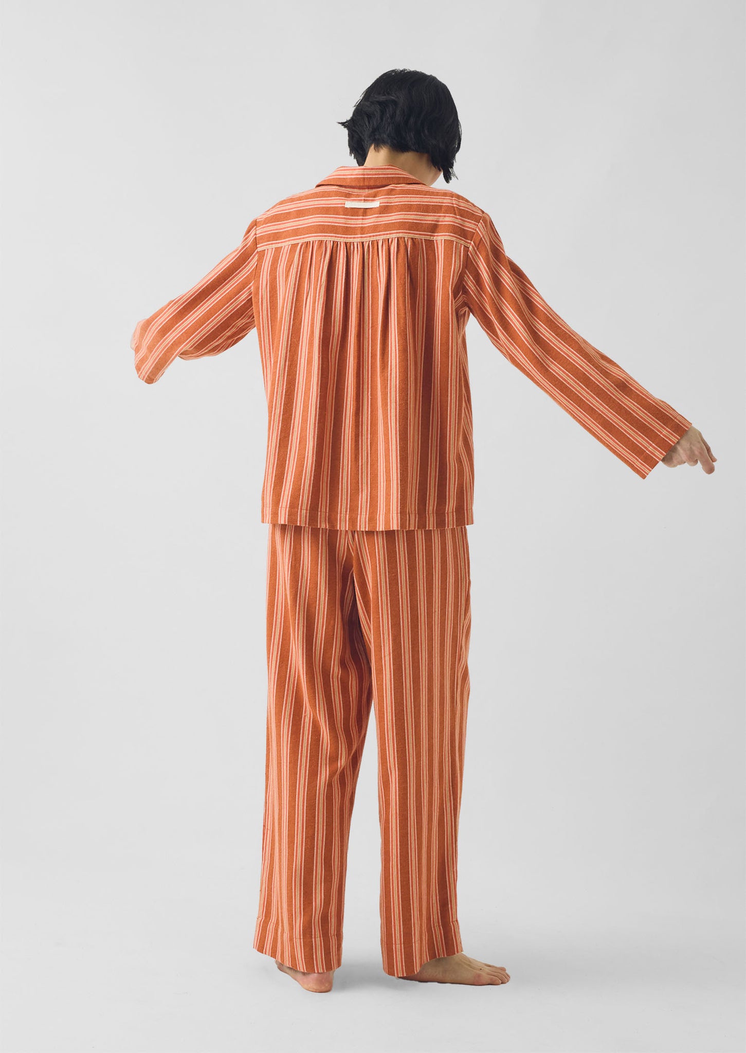 Forte Stripe Flannel Pyjamas | Auburn/Nasturtium