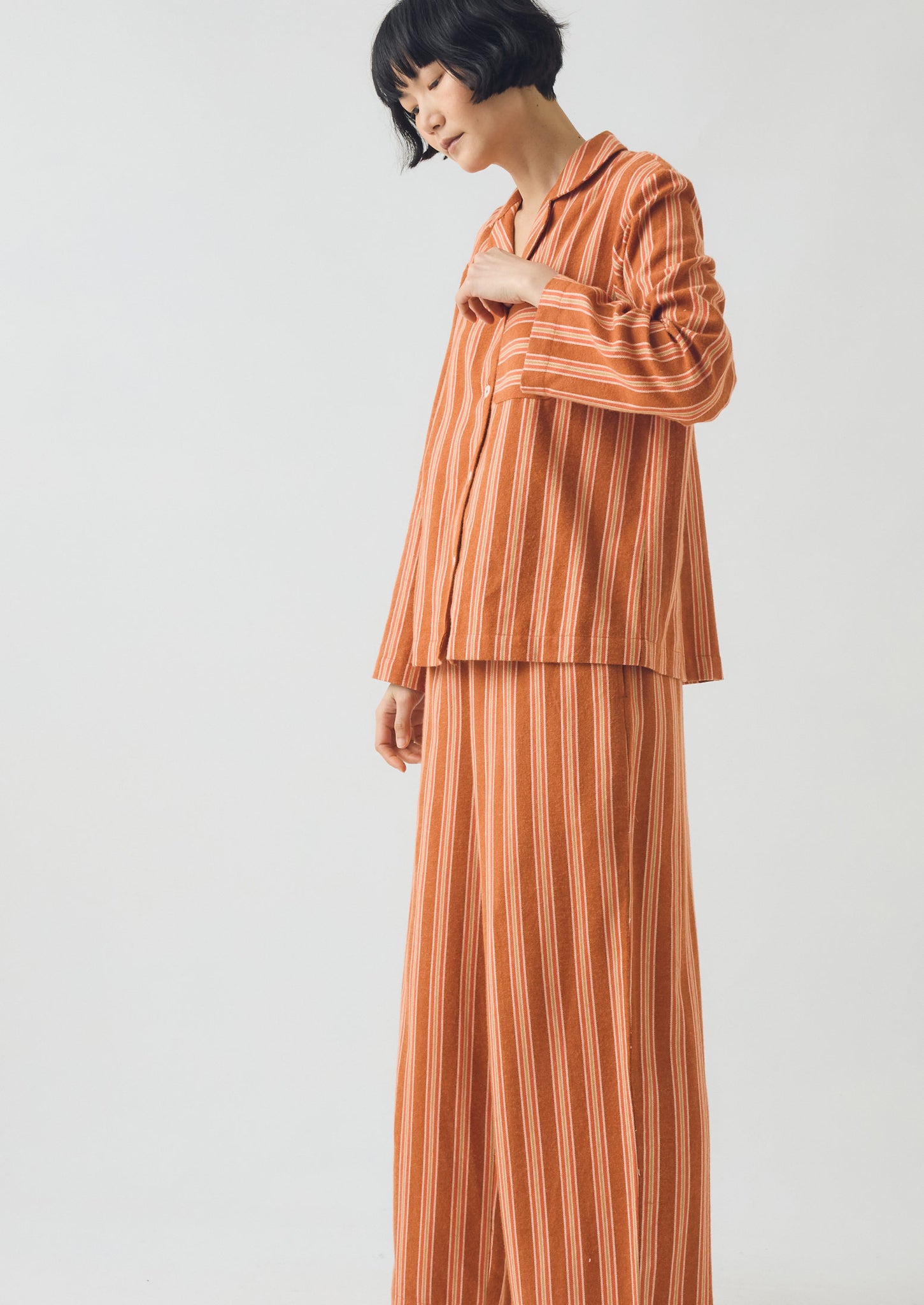 Forte Stripe Flannel Pyjamas | Auburn/Nasturtium