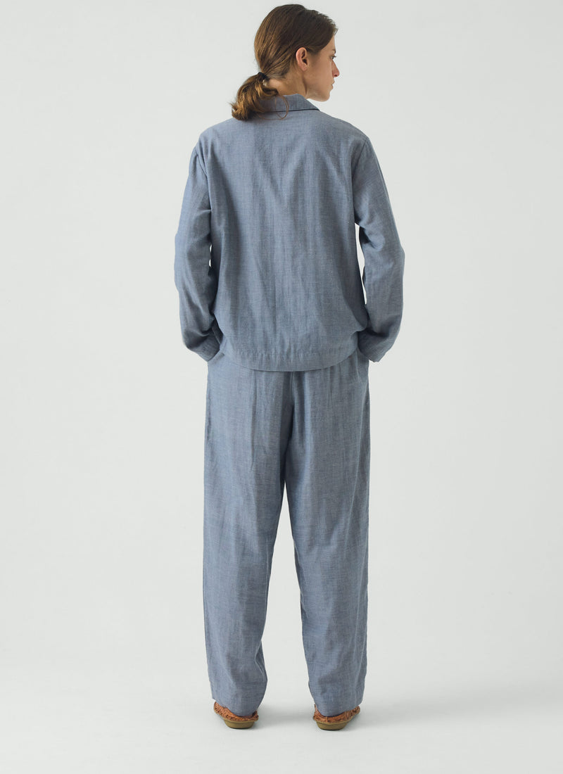 Soft Double Faced Cotton Pyjamas | Blue Chambray