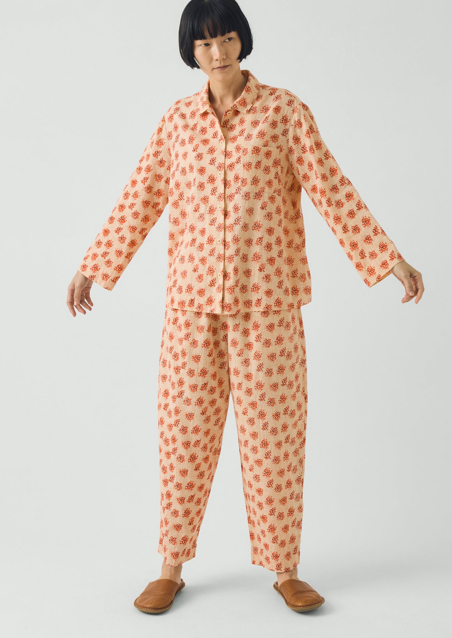 Bloom Print Cotton Pyjamas | Sand/Multi