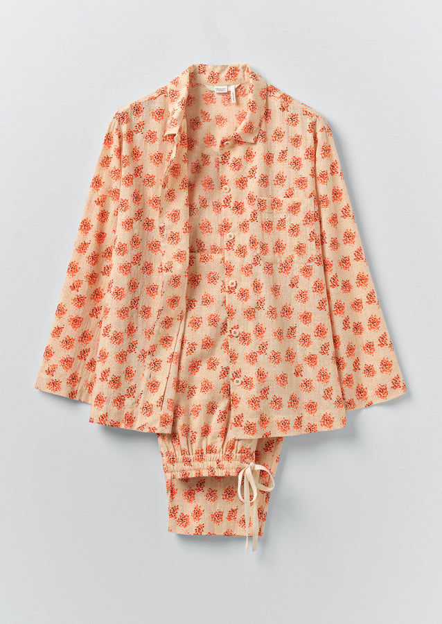 Bloom Print Cotton Pyjamas | Sand/Multi