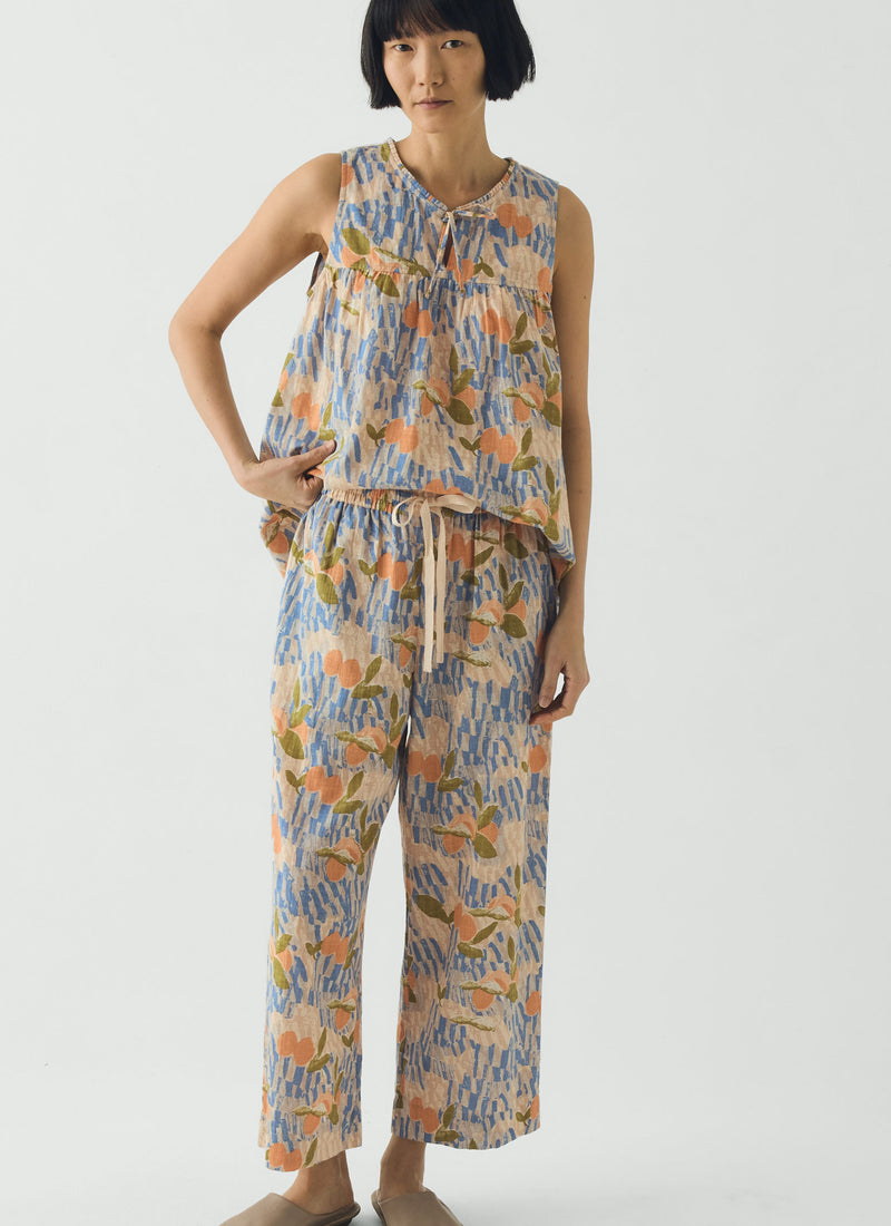 Picnic Print Cotton Pyjamas | Ecru/Multi