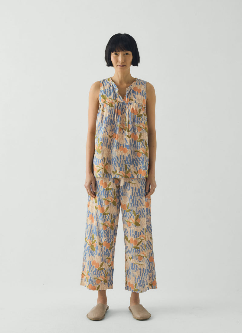 Picnic Print Cotton Pyjamas | Ecru/Multi