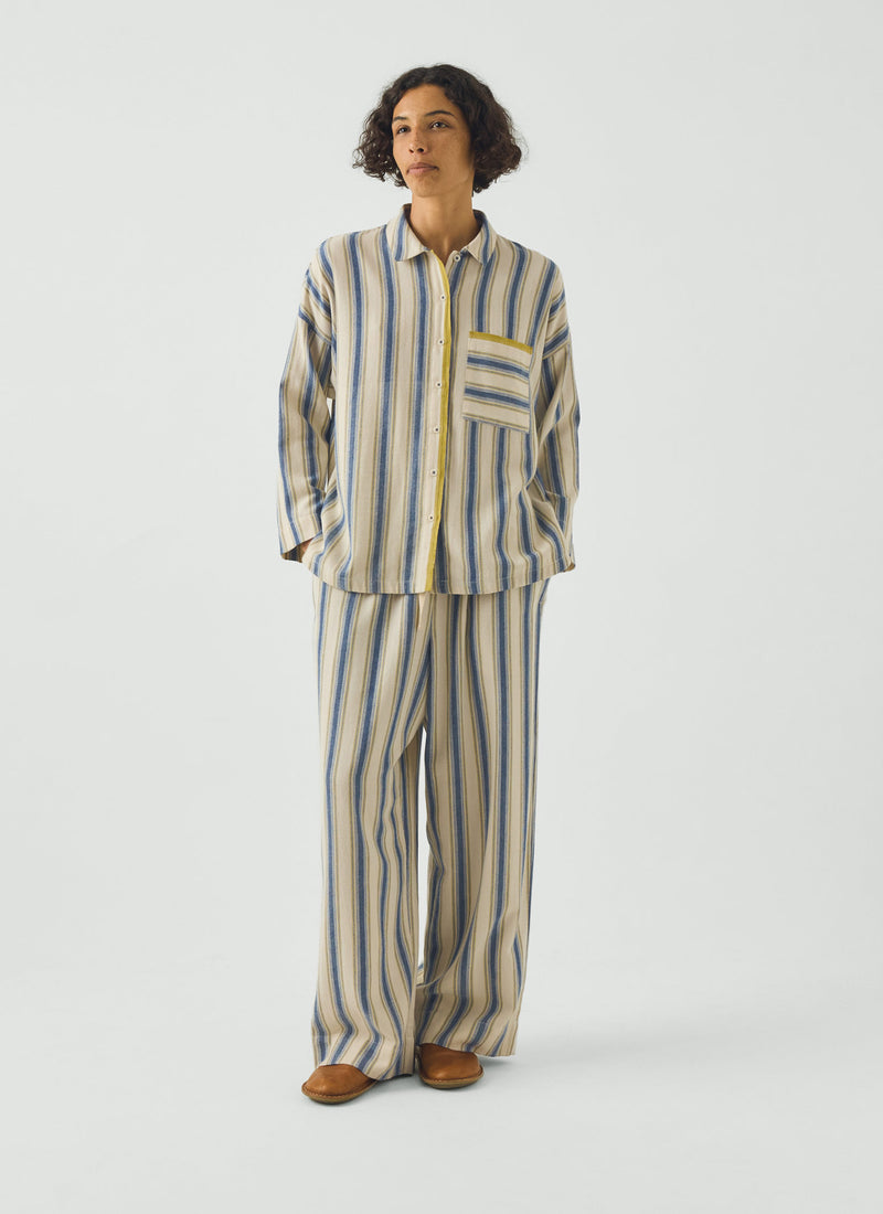 Solstice Stripe Flannel Pyjamas | Midnight/Gooseberry