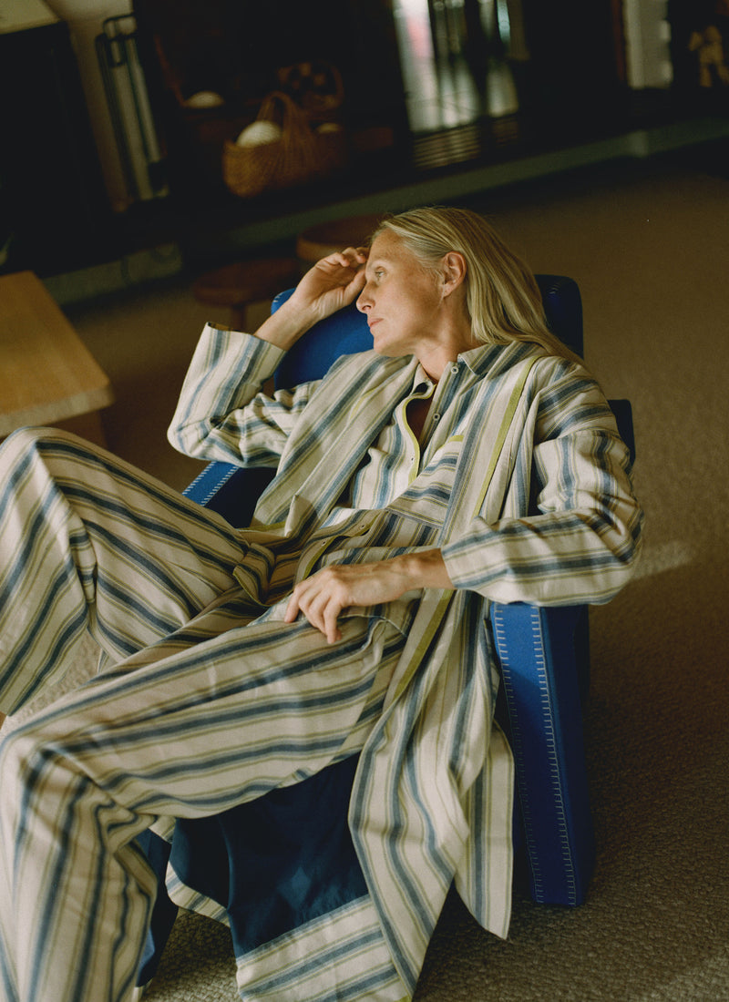 Solstice Stripe Flannel Pyjamas | Midnight/Gooseberry