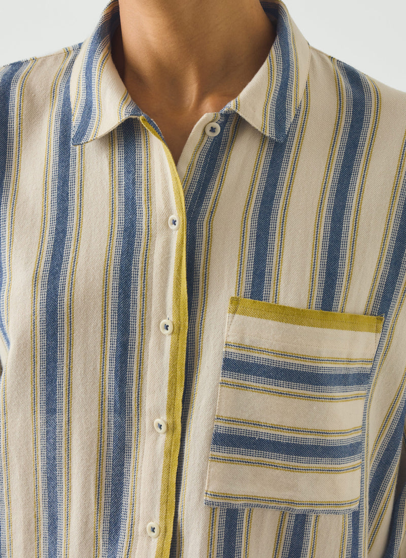 Solstice Stripe Flannel Pyjamas | Midnight/Gooseberry
