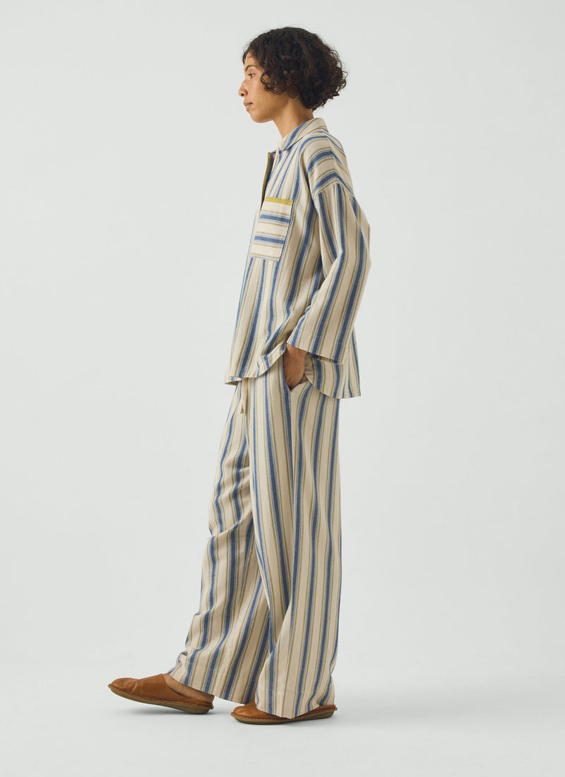 Solstice Stripe Flannel Pyjamas | Midnight/Gooseberry