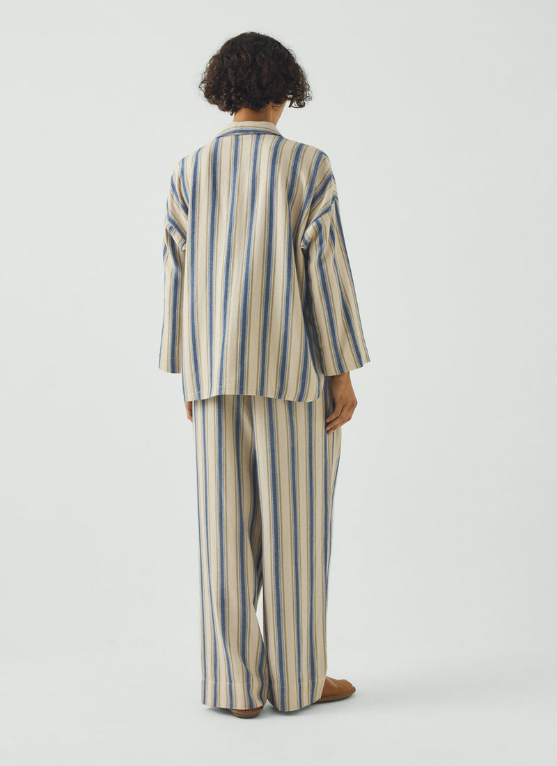 Solstice Stripe Flannel Pyjamas | Midnight/Gooseberry