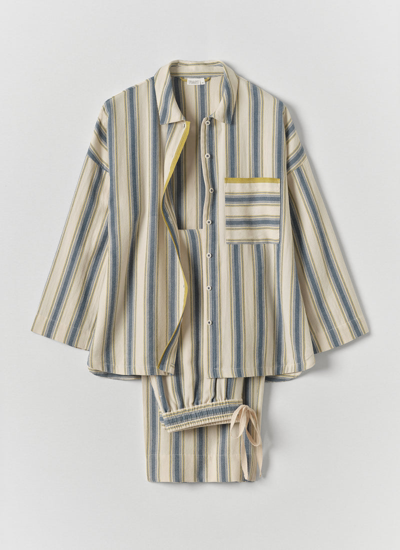 Solstice Stripe Flannel Pyjamas | Midnight/Gooseberry